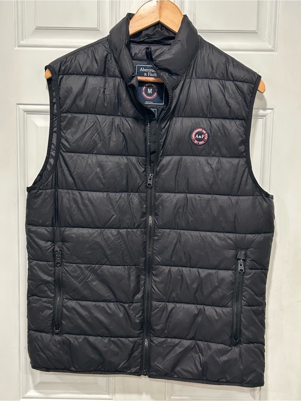 Abercrombie & Fitch Vest Mens Medium Black Primaloft Puffer Packable Insulated